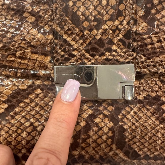 Jessica McClintock Faux Snakeskin Evening Clutch Shoulder Bag Chain Strap - Picture 3 of 10